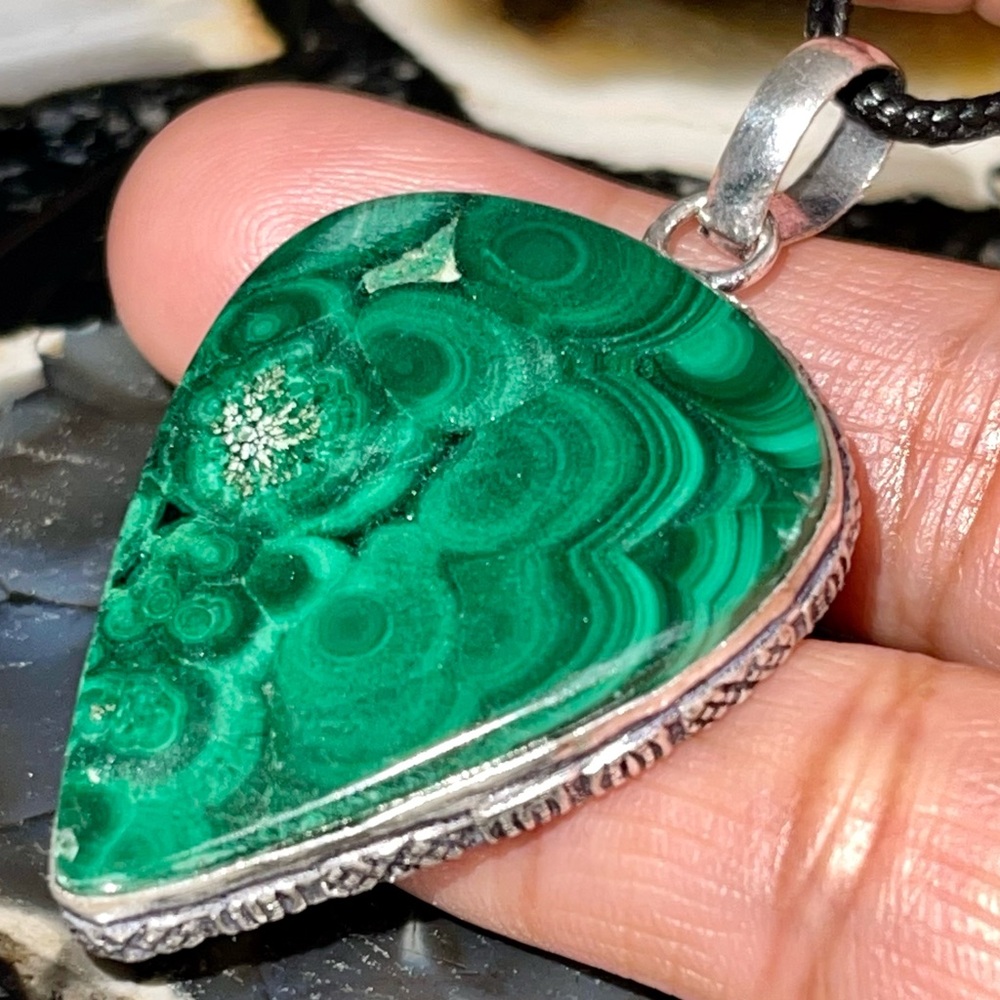Malachite Crystal “Creativity Stone” Pendant 2”